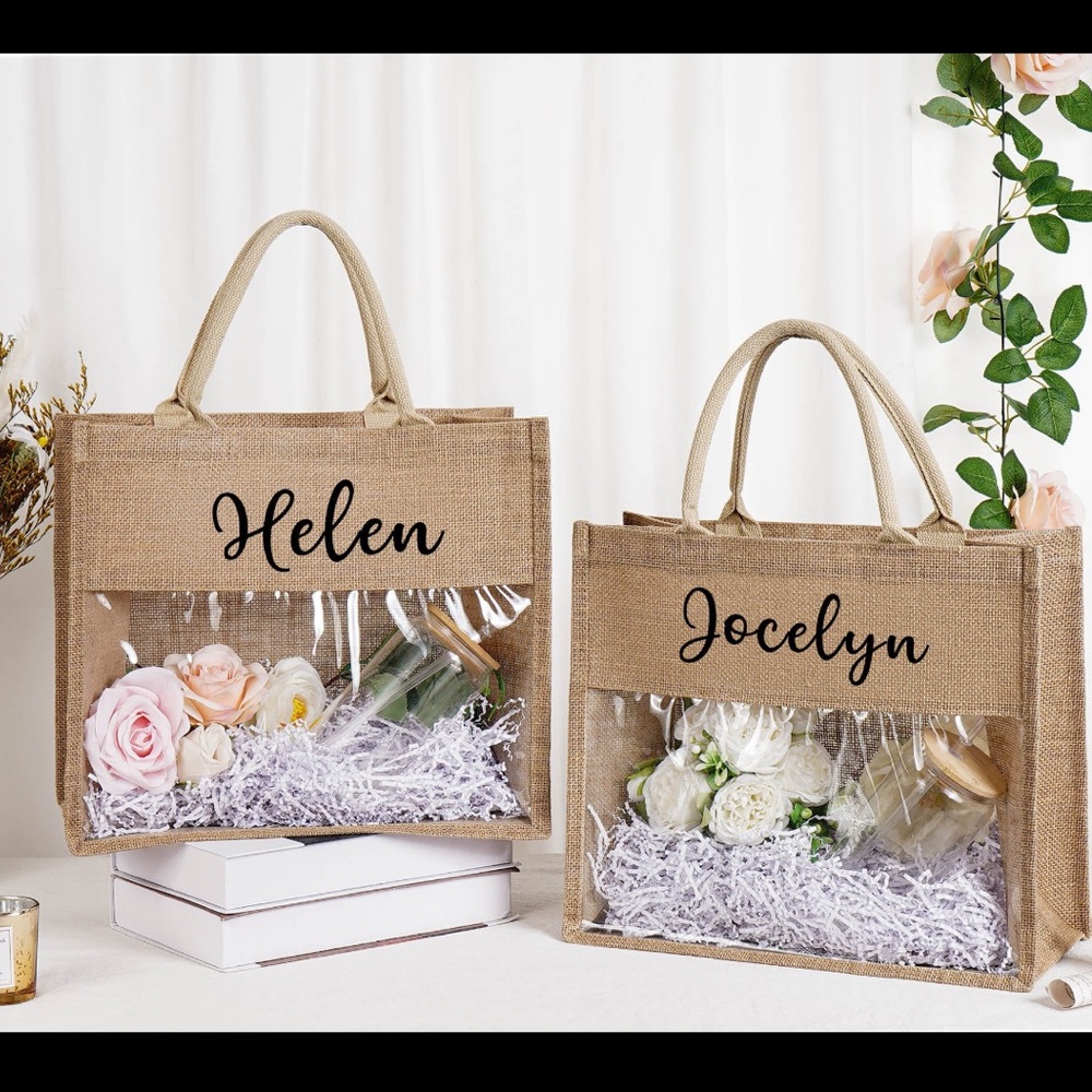 BRAND NEW! Burlap Tote Gift bags (pack of 7)